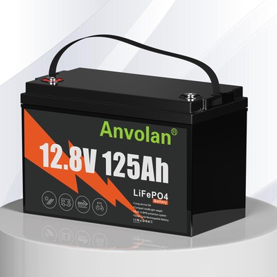12V 125Ah LiFePO4 Lithium Battery for RV Trolling Motor Camping Marine