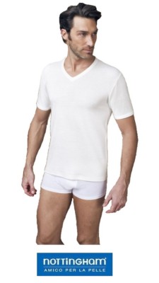 6 T-shirt uomo Nottingham manica corta a girocollo con lana e cotone art TM18