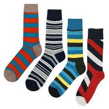 NWT Stripe 3 Dress Socks 4 Pack Novelty Men 8-12 Crazy Fun Sockfly