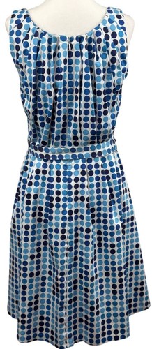 Calvin Klein Size 8 Women's Polka Dot Sleeveless Blue & White Dress 97% Cotton - Picture 2 of 8