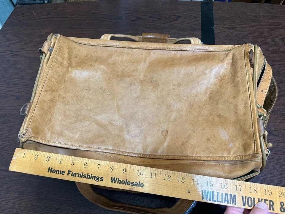 Bolso de Viaje Hartmann De Colección Cuero Suave Lona Computadora Trabajo Fin de Semana **LEER** Foto 2 de 4