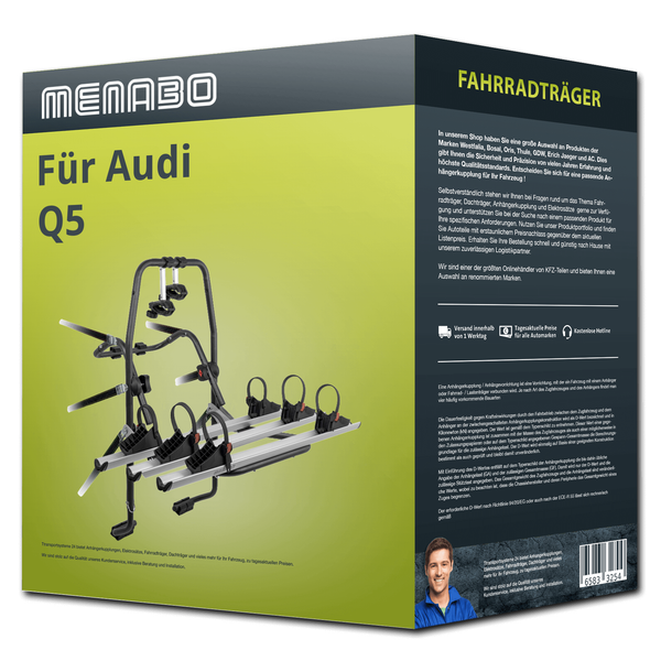 Menabo FahrradträGer Stand Up 3 Schwarz/Silber FüR Audi Q5 Typ 8R - 3 FahrräDer-image