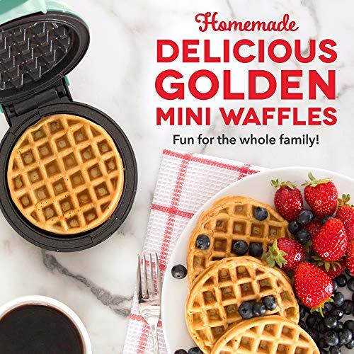 DASH Mini Maker Waffles Hash Browns Keto Chaffles Non-Stick Surfaces 4 In Aqua