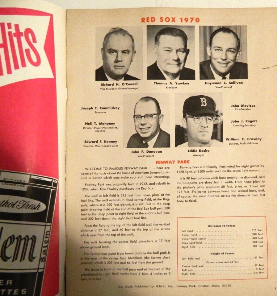Boston Red Sox vs California 1970 programa oficial y tarjeta de puntuación. Puntuación en blanco Foto 3 de 4