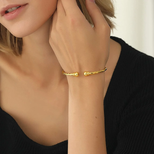 Bracciale oro ritorto da donna braccialetto aperto gioielli moda braccialetto massiccio - Foto 2 di 12
