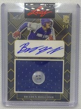 2021 LEAF PERFECT GAME BRADEN HOLCOMB YELLOW BUTTON PATCH AUTO 4/5