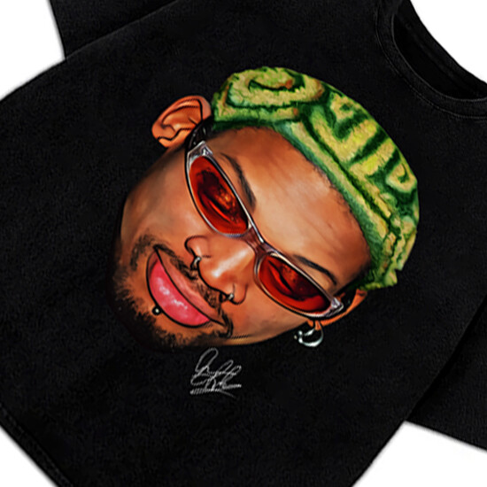 Dennis Rodman Zig Zag Green Hair Rodzilla Hollywood 90's Vintage