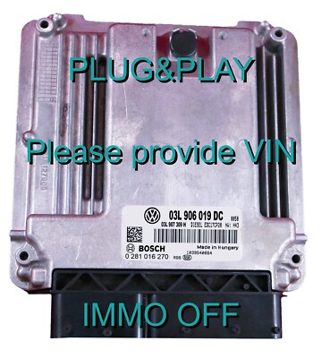 ECU Steuergerät VOLKSWAGEN T5 2.0 TDI 03L906019DC 0281016270 Plug&Play IMMO OFF