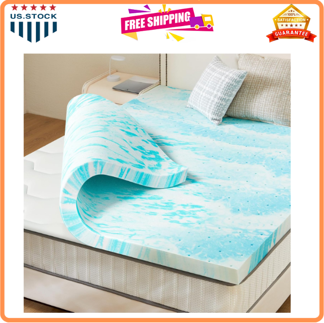 Mattress Topper, Twin Size Cooling Gel Memory Foam Bed Toppers