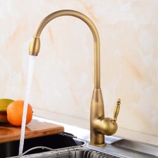 Antique Brass Kitchen Faucet Swivel Single Handle Sink Vanity Basin Mixer Tap