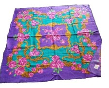 Scarf Glentex 97 Acrylic 3 Lurex, Purple , Floral Print With Gold Thread