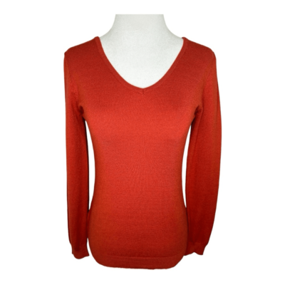 NEW Love Ellie Women's V-Neck Pullover Sweater Orange XS Long