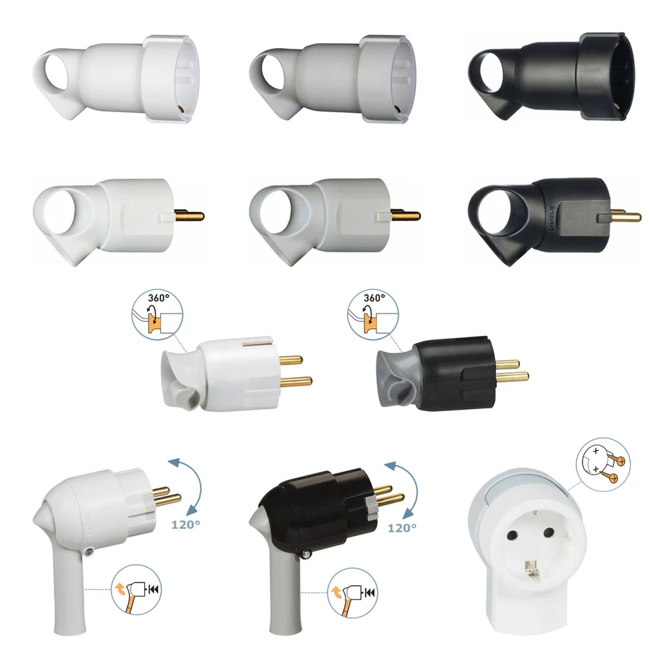 Legrand Steckdose Kupplung Stecker Schutzkontakt Griff IP20 grau schwarz weiß