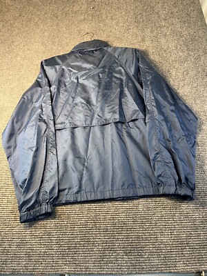 Eddie Bauer jacket men's blue large full zip vented fold away hood