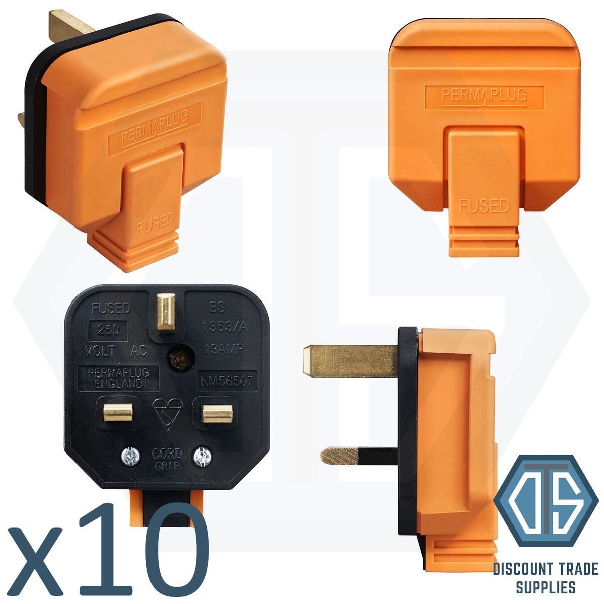 Prise PERMAPLUG HDPT13ORG – 13A En Caoutchouc Orange, Résistante Et Visible