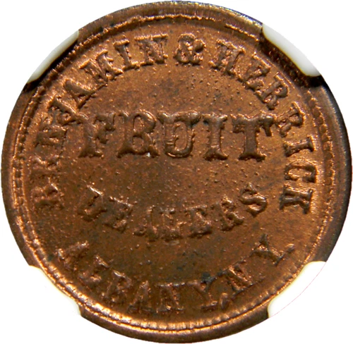 Albany NY, 1861-1865 Benjamin & Herrick Civil War Token NGC MS 65 RB R-8 (21-1)