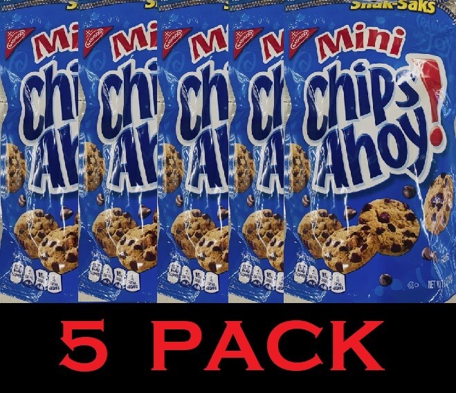 5x NABISCO Chips Ahoy Mini Chocolate Chip Cookies Snak Saks 8 oz