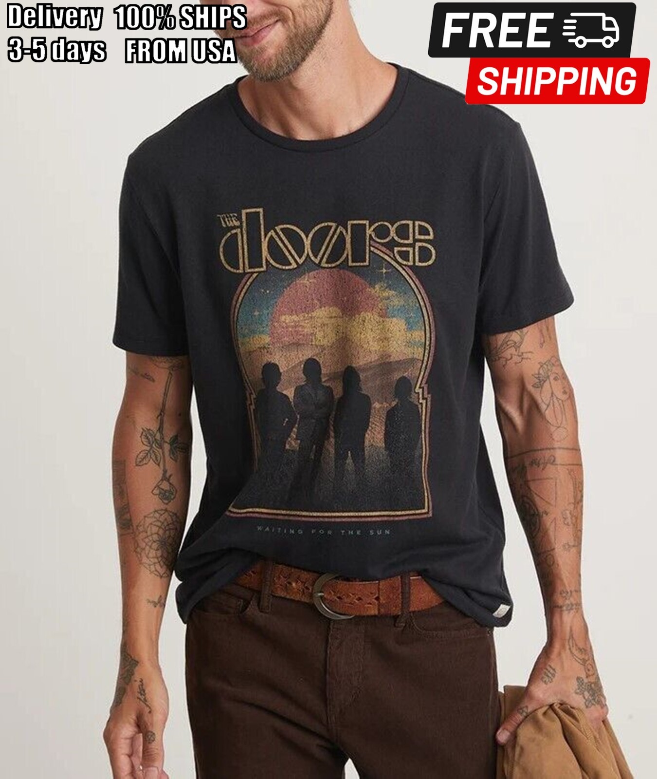 Rare The Doors T-Shirt Unisex Vintage Short Sleeve T-Shirt All Sizes S-2345Xl