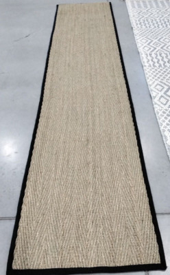 NATURAL / BLUE 2'-6'' X 12' Broken Thread Rug Reduced Price 1172726500 NF115E-212