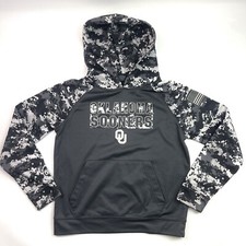 Colosseum Oklahoma Sooners Camouflage Gray Hoodie Pullover Sweatshirt Youth M