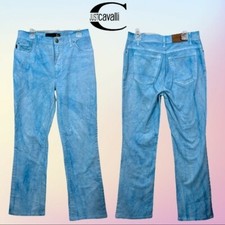 VTG 90's Sky Blue Water Color Dyed Just Cavalli High Waisted Pants Sz 29