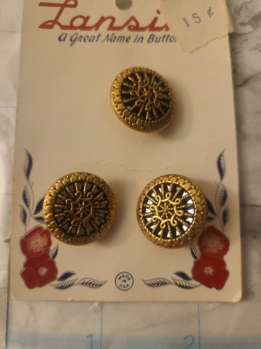 Vintage Metal 2 Piece Button Braided Wheel Mirror Back Self Shank 3/4" 3 Pack - Picture 2 of 7