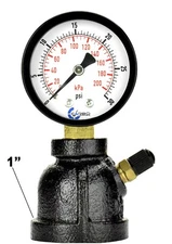 Gas Test Pressure Gauge 30 Pound, 30 PSI, 1” FNPT Steel Bell, with teflon
