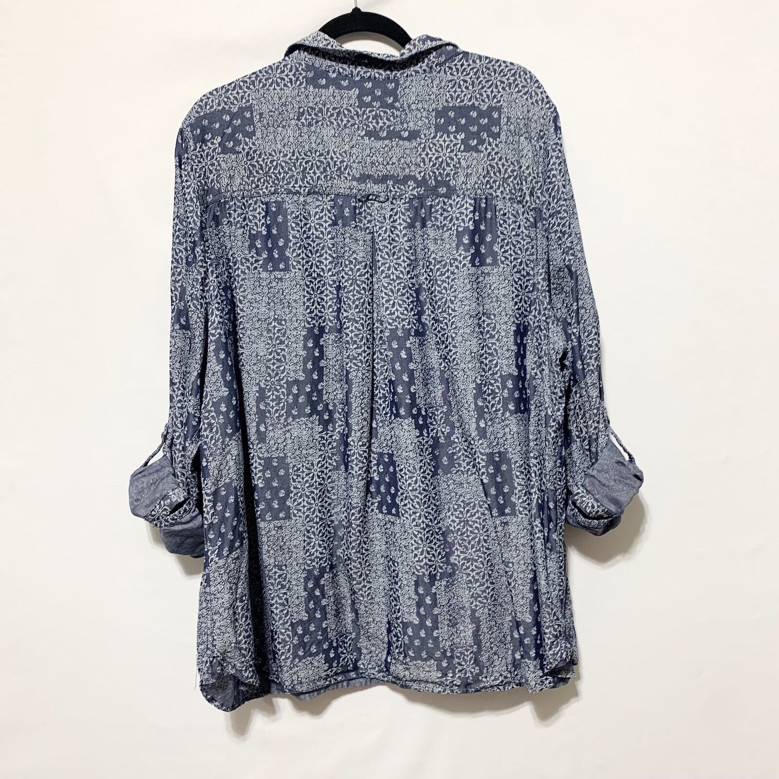 Catherines 2X Blue Patchwork Print Button Front L… - image 5