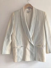 Paula Saker Vintage Plaid Pastel 80s Silk Blend Woven Blazer Jacket Academia 4