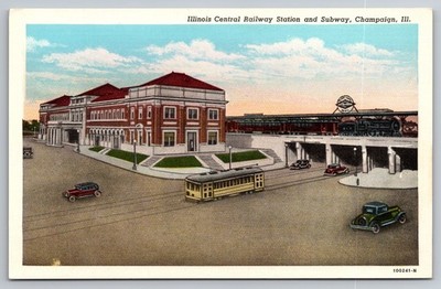 Champaign, Illinois - Central Railway Station and Subway - Postcard C