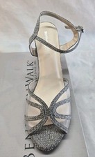 Touch Ups by Benjamin Walk Women's 9M Anya Silver Glitter Platform Sandals New