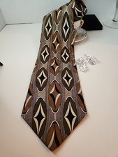 Zylos George Machado Men's Necktie 100% Italian Silk Made in USA Geometric Desig