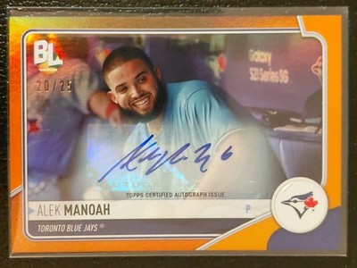 2023 Topps Big League Wrapper Redemption Alek Manoah #WR-70 Orange Foil Auto /25