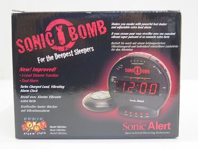 Sonic Alert Sonic Bomb Extra Loud Vibrating Alarm Clock Super Bed Shaker Black