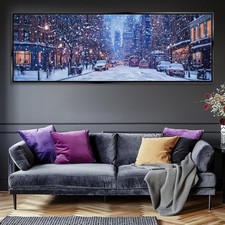 New York City Canvas Snow Covered Panoramic Wall Art Extra Large