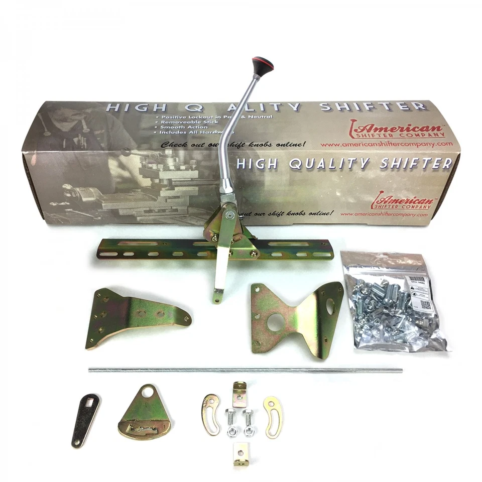 Kit de palanca de cambios de transmisión con botón pulsador con brazo cromado de 10" para GM 4L60E Foto 2 de 4