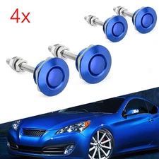 4*bule Push Button Quick Release Hood Bonnet Pins Lock Clip Car Bumper Latch Kit