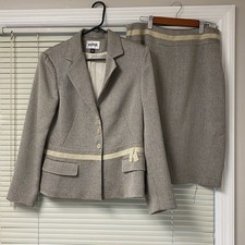 Kasper Women's Tan Skirt Suit with Ribbon Accents Office Career Professional 10