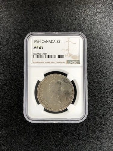 1964 Canada $1 Dollar NGC MS 63 Silver Coin Rare Uncirculated