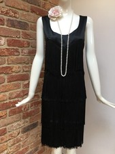 Simply Be Black Flapper 1920s Gatsby Charleston Tassle Fringe Dress Size 22
