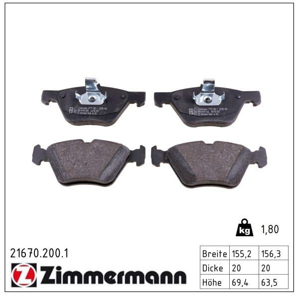 Zimmermann BremsbelÄGe Bremsbelagsatz Vorne MERCEDES-BENZ CLK E-KLASSE S210 W210-image