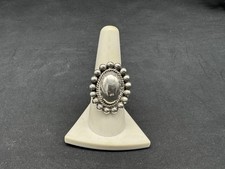 Vintage CII Mexico Sterling Silver Modernist Beaded Oxidized Ring, Size 7.75
