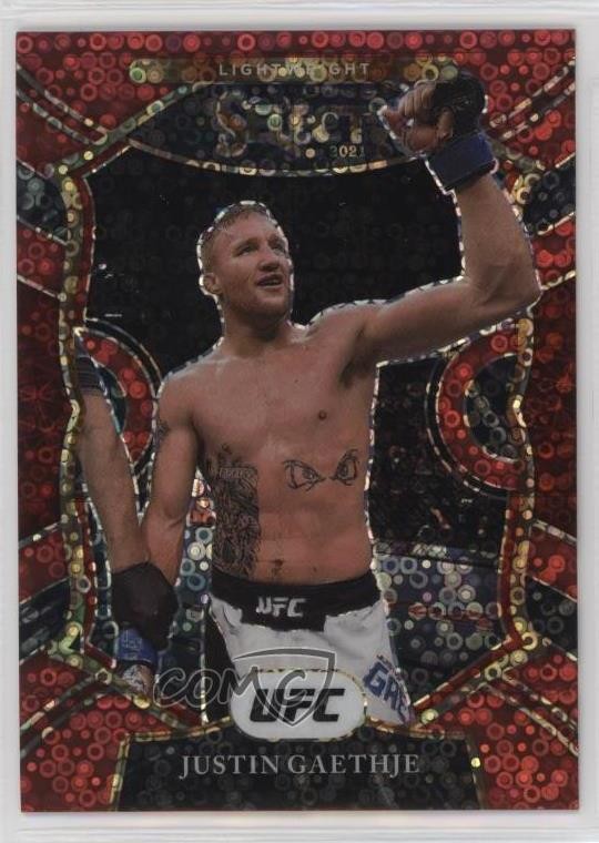 2021 Panini Select UFC Concourse Red Disco Prizm 114/199 Justin Gaethje #95 6o3