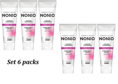 Set 6 packs Lion Nonio Toothpaste Purely Mint 130g Made In Japan