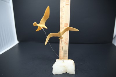 Vintage 1970 s Flying Seagulls Quartz Base Marvin Wernick Kinetic Art Sculpture