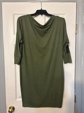 Fashion Nova Olive Green Cowl Neck 3/4 Sleeve Mini Dress Size L