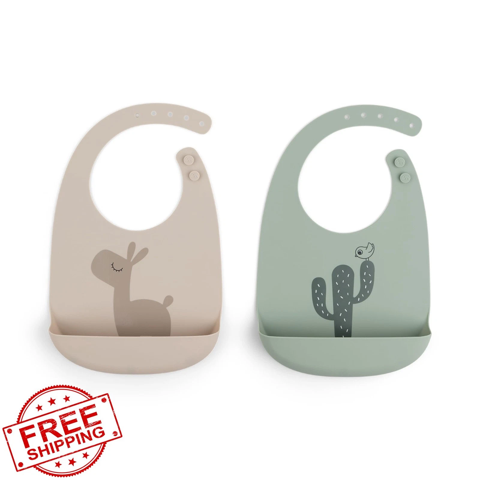 Done by Deer Silicone Bibs Sand Green 2 Pack