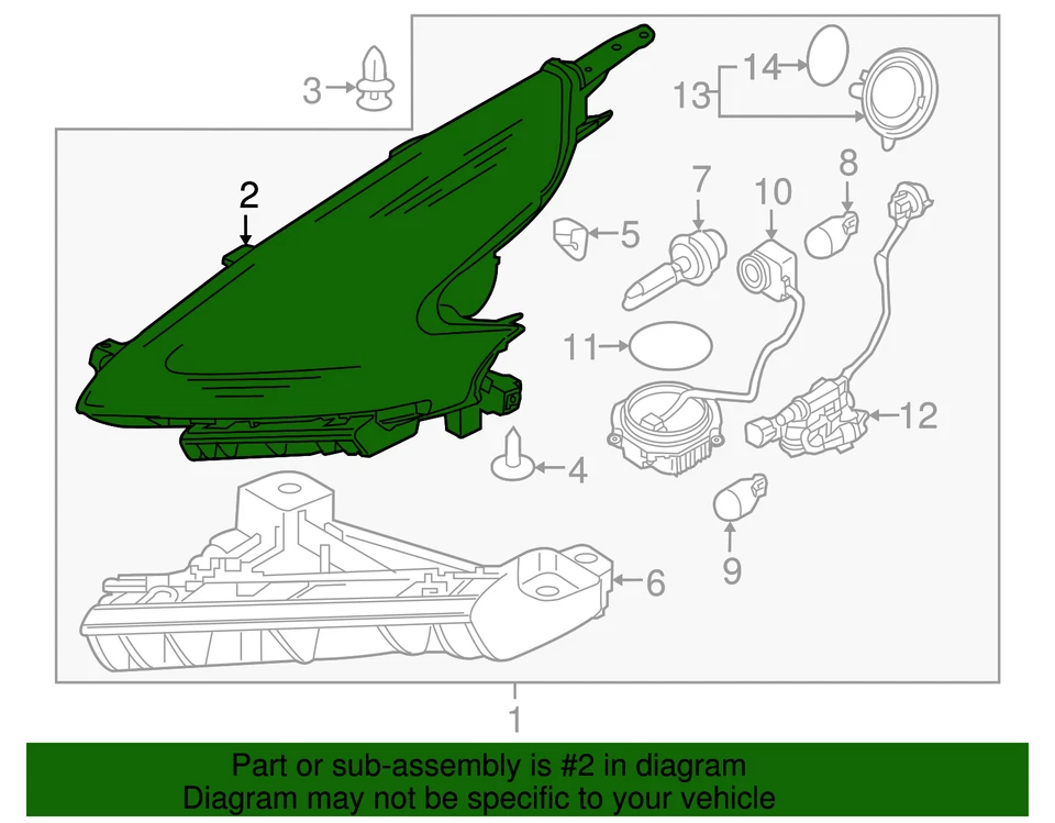 Genuine Nissan 2009-2017 Nissan 370Z - Lens & Housing 26076-1EA0C - Image 2 of 2