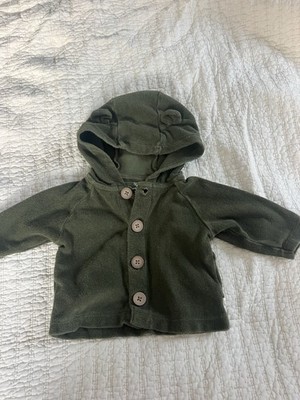 Oliver & Rain Baby Boy Terry Cloth Hooded Sweatshirt Olive Green Size 3M, Cotton