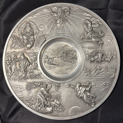 Vintage ZINN West Germany Artina Edition  The Creation  7 Days, 95% Pewter Plate